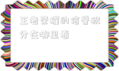 王者荣耀的信誉积分在哪里看(王者荣耀好友信誉积分在哪里看)