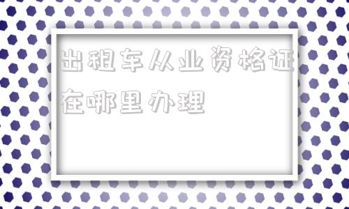 出租车从业资格证在哪里办理(洛阳出租车从业资格证在哪里办理)