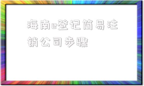 海南e登记简易注销公司步骤(海南e登记简易注销)