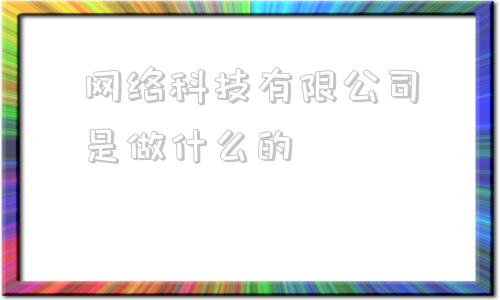 网络科技有限公司是做什么的(竞网智赢网络科技有限公司是做什么的)