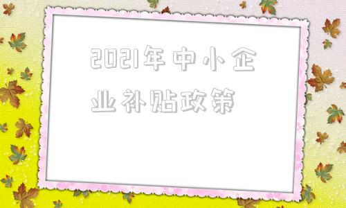 2021年中小企业补贴政策(2021年中小企业上市成功案例)