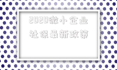 2020微小企业社保最新政策(2020微小企业社保最新政策四川)